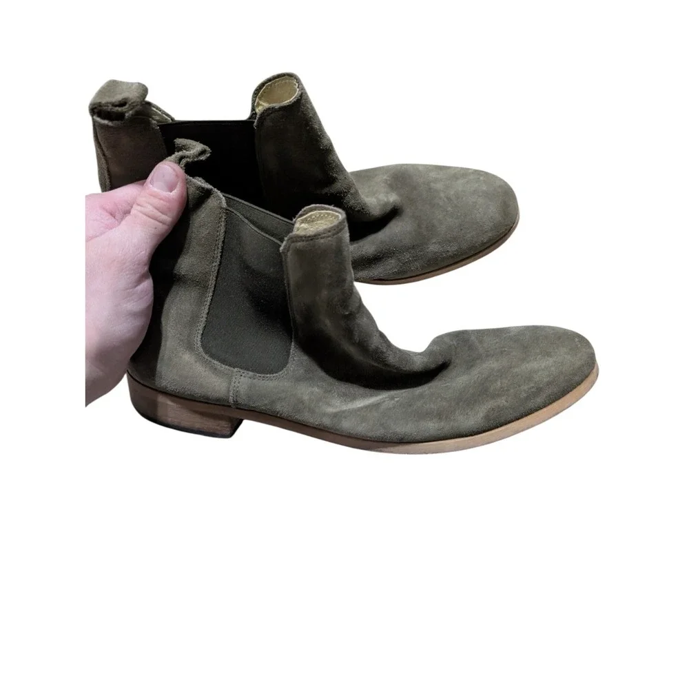 New Mens The Shoe Bear Dev Chelsea Olive Green Suede Ankle Boots Size 45 US 12‎
